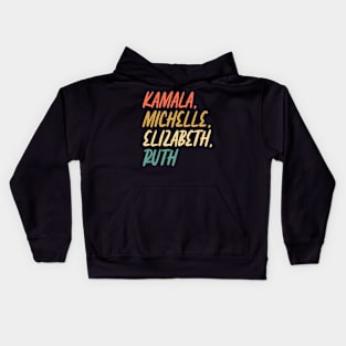 Kamala, Michelle, Elizabeth, & Ruth / Badass Feminist Political Icon Retro Sunset Kids Hoodie